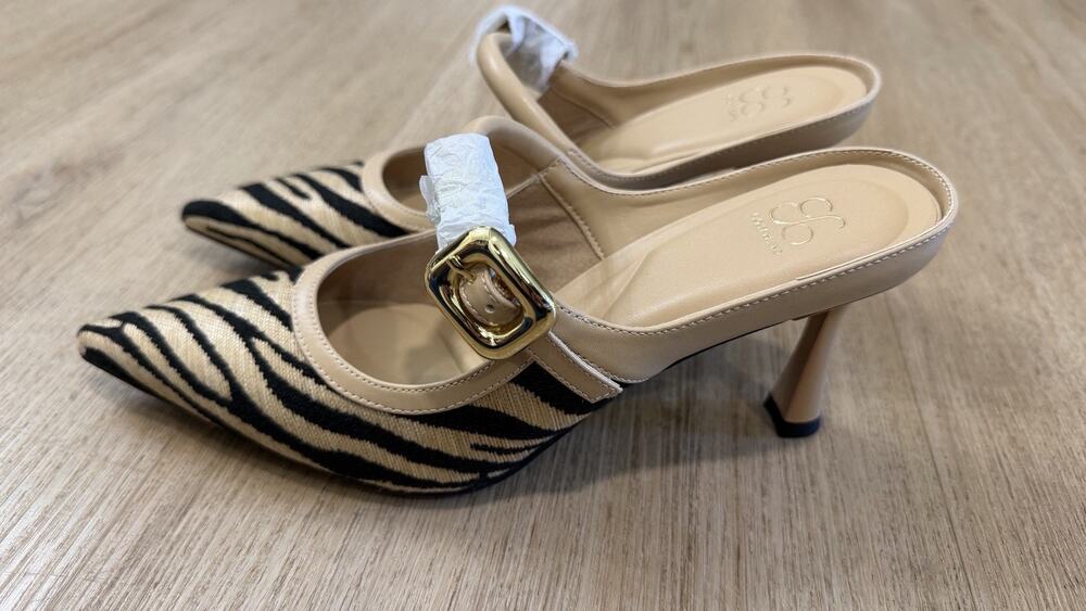 Cozy Island GraceLithe Women's Pointed Toe Buckle Strap Mule Stiletto 6 NWOB